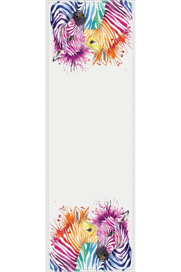 Modern Runner Modelleri Ekru Hayvanlı Desen Zebra Premium Masa Örtüsü Runner RNR445