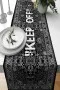 Siyah Keep Off Desenli Premium Masa Örtüsü Runner RNR453