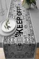 Runner Siyah Beyaz Beyaz Keep Off Desenli Premium Masa Örtüsü Runner RNR455
