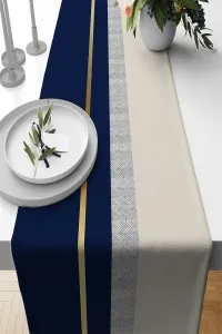 Lacivert Avangarde Desen Premium Masa Örtüsü Runner RNR489 Lacivert Avangarde Desen Premium Masa Örtüsü Runner RNR489