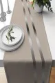 Çizgili Runner Modelleri Vizon Çizgi Desenli Premium Masa Örtüsü Runner RNR510