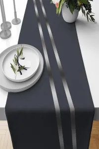 Antrasit Çizgili Desen Premium Masa Örtüsü Runner RNR516 Antrasit Çizgili Desen Premium Masa Örtüsü Runner RNR516