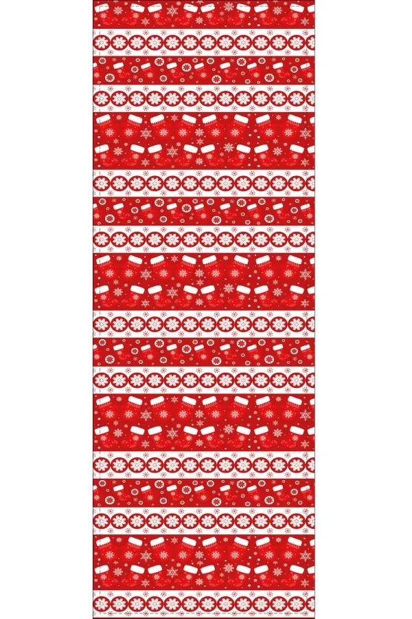 Kırmızı Christmas Desen Premium Masa Örtüsü Runner RNR555