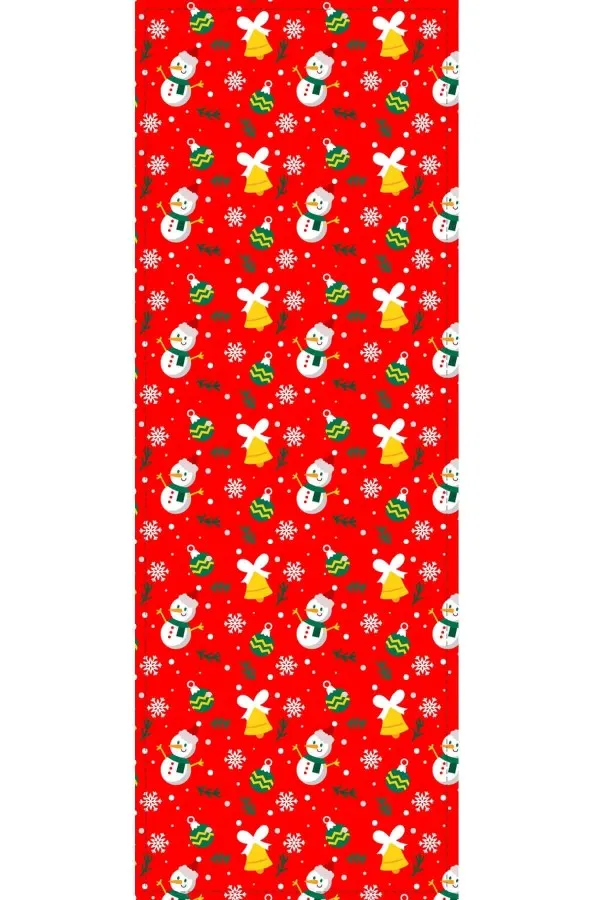 Yılbaşı Desenli Runner Kırmızı Christmas Desen Premium Masa Örtüsü Runner RNR565