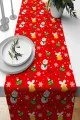 Yılbaşı Desenli Runner Kırmızı Christmas Desen Premium Masa Örtüsü Runner RNR565