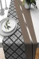 Şık Ranır Modelleri Bej Ekoseli Desen Premium Masa Örtüsü Runner RNR582