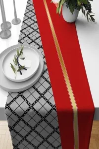 Kırmızı Ekoseli Desen Premium Masa Örtüsü Runner RNR596 Kırmızı Ekoseli Desen Premium Masa Örtüsü Runner RNR596