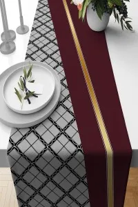 Bordo Ekoseli Desen Premium Masa Örtüsü Runner RNR600 Bordo Ekoseli Desen Premium Masa Örtüsü Runner RNR600