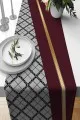 Yemek Masası Runner Modelleri Bordo Ekoseli Desen Premium Masa Örtüsü Runner RNR600