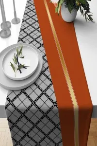 Tarçın Ekoseli Desen Premium Masa Örtüsü Runner RNR601 Tarçın Ekoseli Desen Premium Masa Örtüsü Runner RNR601