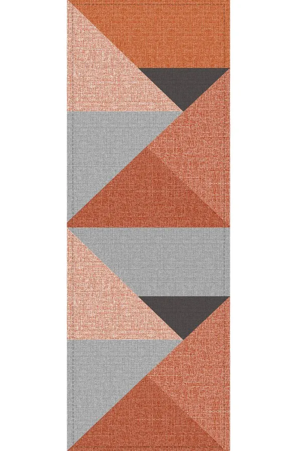 Geometrik Desenli Runner Tarçın Geometrik Desenli Premium Masa Örtüsü Runner RNR607