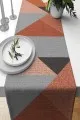 Geometrik Desenli Runner Tarçın Geometrik Desenli Premium Masa Örtüsü Runner RNR607