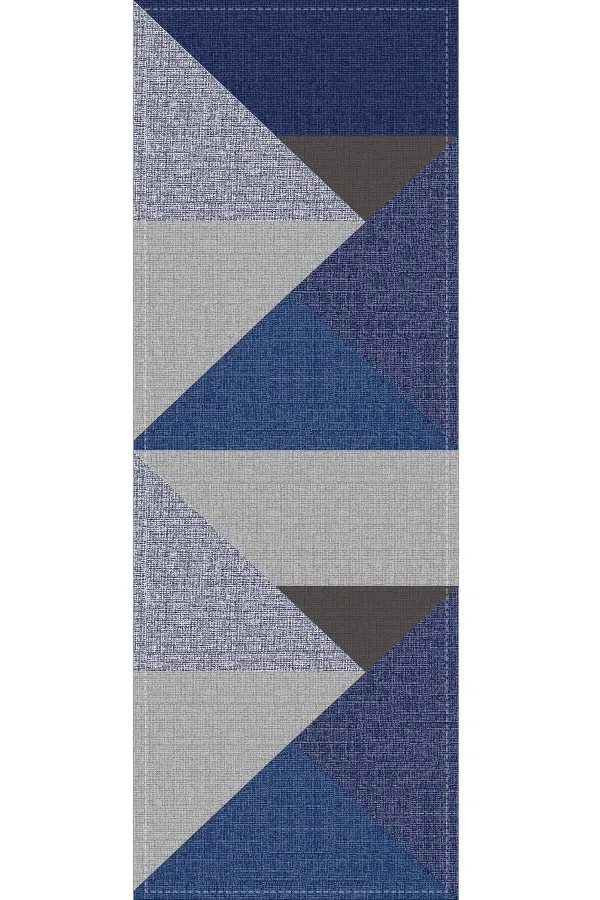 Ranır Modelleri Kumaş Lacivert Geometrik Desenli Premium Masa Örtüsü Runner RNR610
