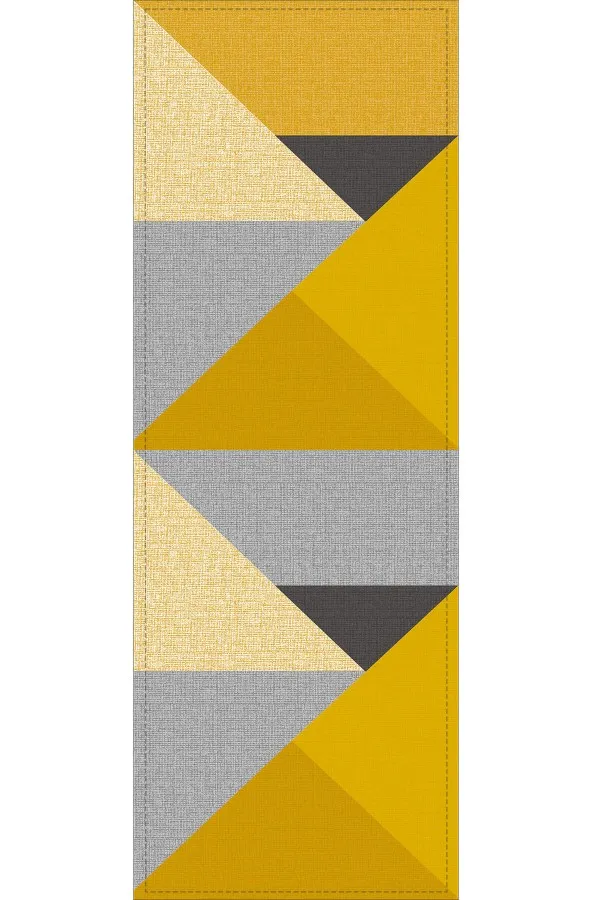 Runner Ve Supla Modelleri Hardal Geometrik Desenli Premium Masa Örtüsü Runner RNR611