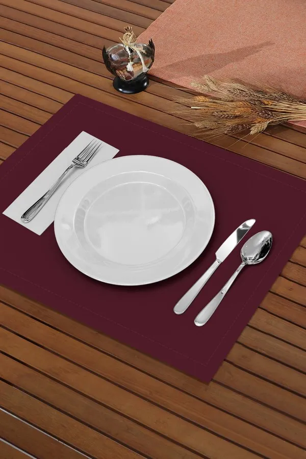 Bordo Amerikan Servis Fiyatları Bordo Desensiz Sade Premium Amerikan Servis ASR007