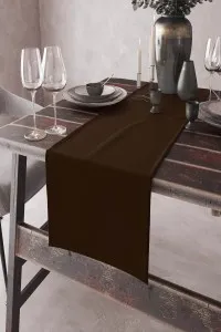 Kahverengi Tek Renk Sade Premium Runner Masa Örtüsü RNR005 Kahverengi Tek Renk Sade Premium Runner Masa Örtüsü RNR005