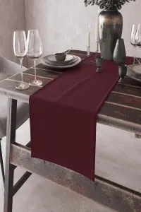Bordo Desensiz Sade Premium Runner Masa Örtüsü RNR007 Bordo Desensiz Sade Premium Runner Masa Örtüsü RNR007
