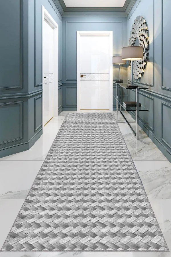Gri Kaydırmaz Yolluk Gri Kaymaz Modern Kesme Rulo Özel Ölçülü Yolluk AR1188
