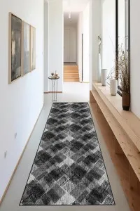 Siyah Kaymaz Modern Kesme Rulo Özel Ölçülü Yolluk AR1199