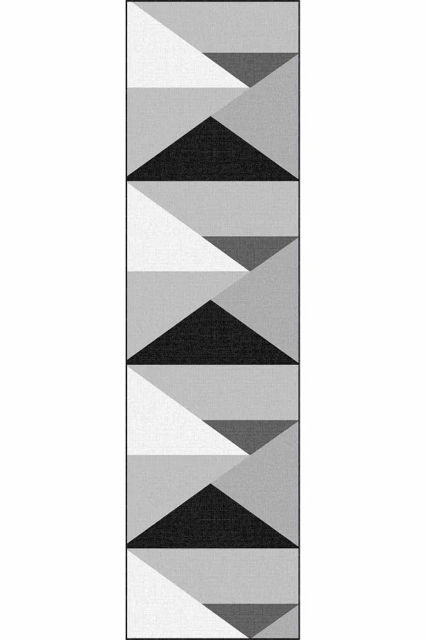 5 Metre Yolluk Halı Gri Kaymaz Geometrik Kesme Rulo Özel Ölçülü Yolluk AR1331