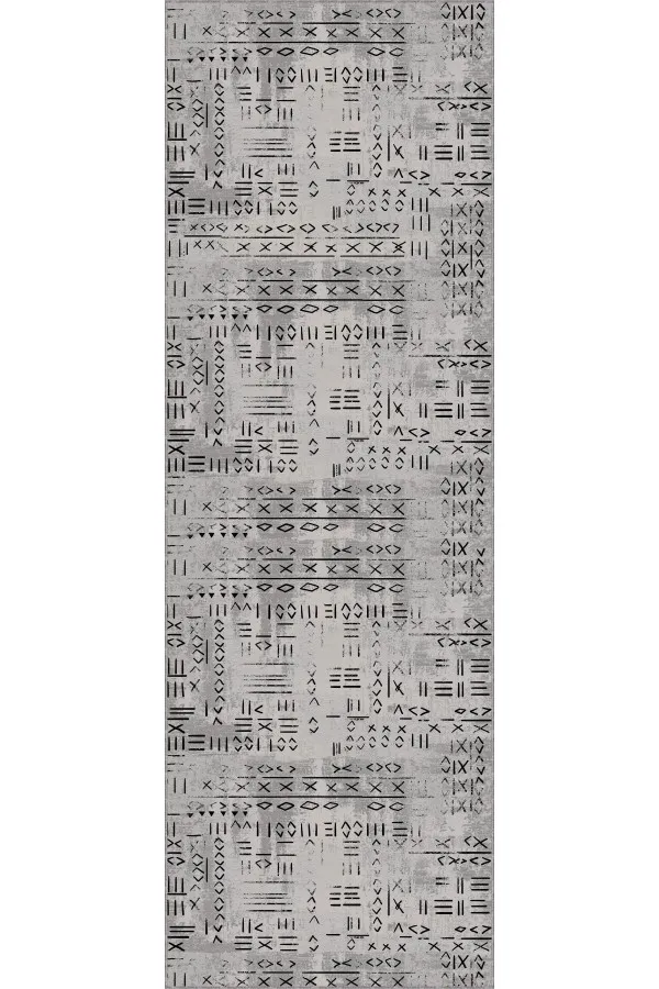 Bohem Yolluk Gri Kaymaz Etnik Kesme Rulo Özel Ölçülü Yolluk AR1378