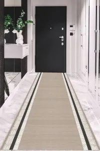 Bej Kaymaz Çerçeveli Kesme Rulo Özel Ölçülü Yolluk AR1418 Bej Kaymaz Çerçeveli Kesme Rulo Özel Ölçülü Yolluk AR1418