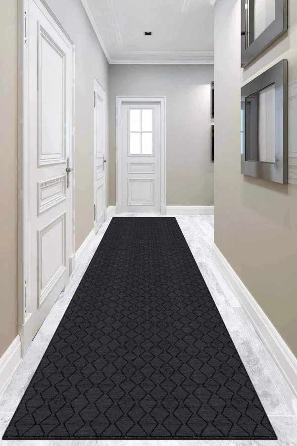 80X300 Yolluk Siyah Kaymaz Taban Sade Kesme Rulo Özel Ölçülü Yolluk AR271