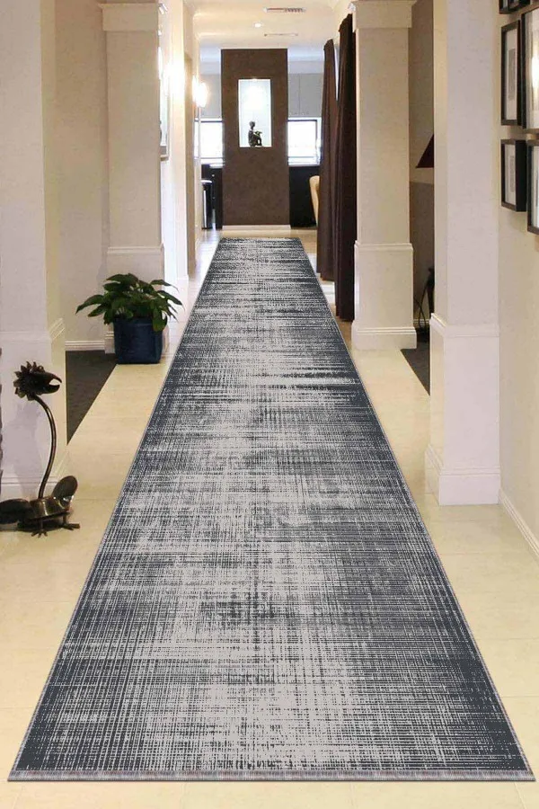60X150 Yolluk Gri Kaymaz Tabanlı Sade Kesme Rulo Özel Ölçülü Yolluk AR327