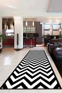 Siyah Kaymaz Zigzag Kesme Rulo Halı Özel Ölçülü Yolluk AR333 Siyah Kaymaz Zigzag Kesme Rulo Halı Özel Ölçülü Yolluk AR333