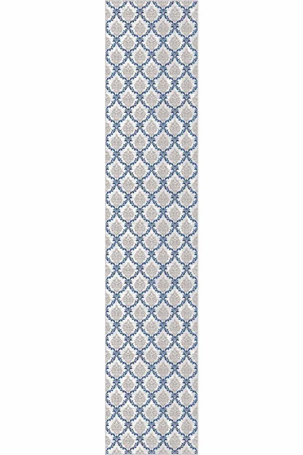 80X150 Yolluk Mavi Kaymaz Taban Damask Kesme Rulo Özel Ölçülü Yolluk AR347