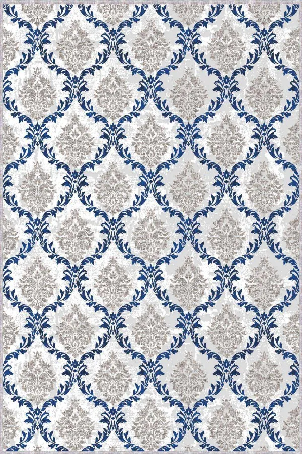 80X150 Yolluk Mavi Kaymaz Taban Damask Kesme Rulo Özel Ölçülü Yolluk AR347