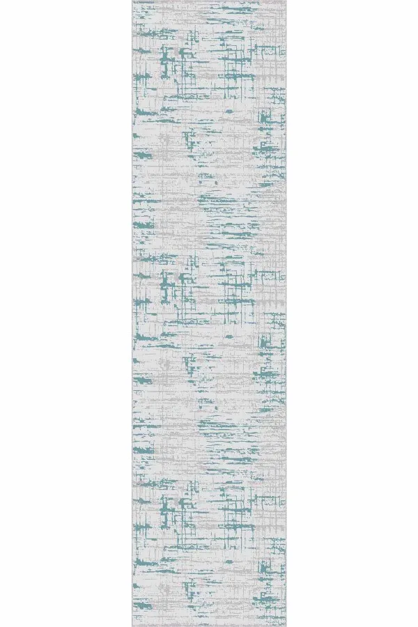 Yolluk 5 Metre Turkuaz Kaymaz Vintage Kesme Rulo Özel Ölçülü Yolluk AR364