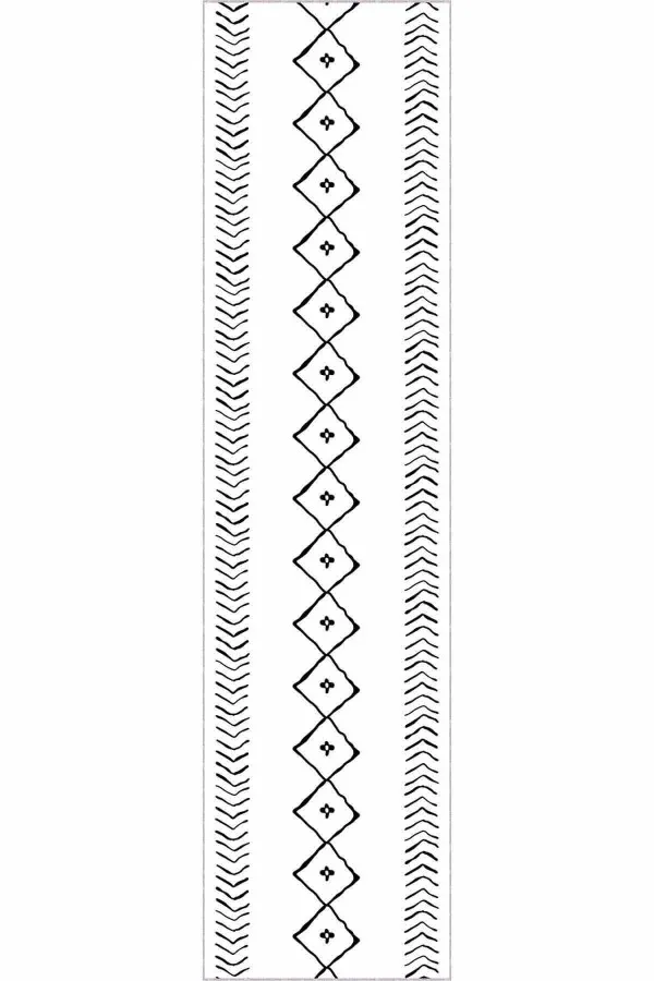 3 Metre Yolluk Kilim Beyaz Kaymaz Moroccan Kesme Rulo Özel Ölçülü Yolluk AR384
