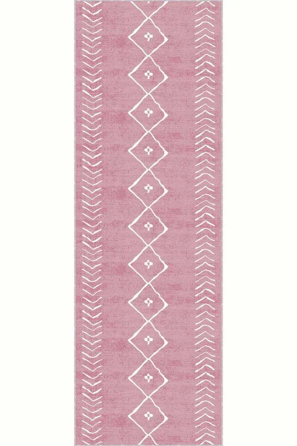 80X400 Yolluk Pembe Kaymaz Moroccan Kesme Rulo Özel Ölçülü Yolluk AR385
