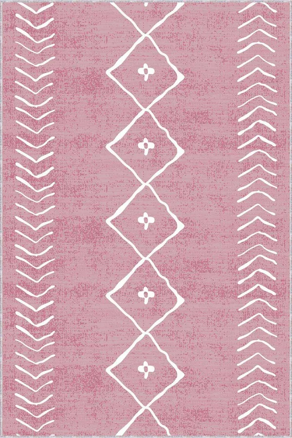 80X400 Yolluk Pembe Kaymaz Moroccan Kesme Rulo Özel Ölçülü Yolluk AR385