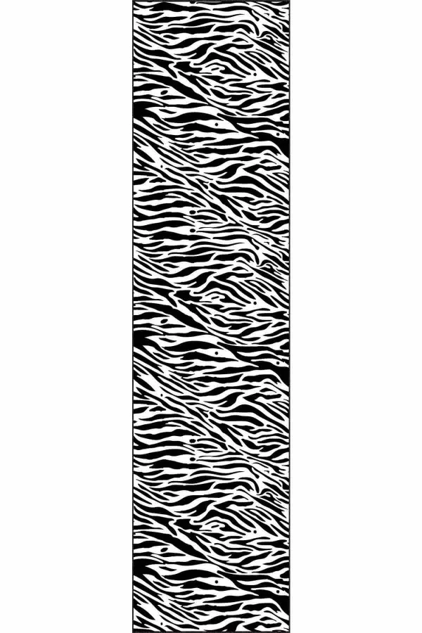 Kaymaz Tabanli Yolluk Makinede Yikanabilir Siyah Kaymaz Zebra Desenli Kesme Rulo Özel Ölçü Yolluk AR559