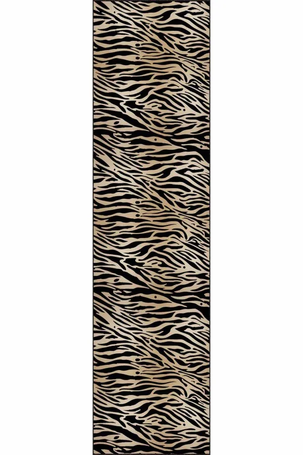 Yıkanabilir Yolluklar Bej Kaymaz Taban Zebra Desen Kesme Özel Ölçülü Yolluk AR560
