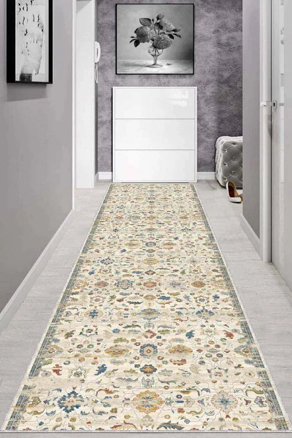 80 Cm Yolluk Fiyatları Krem Kaymaz Klasik Motifli Kesme Rulo Özel Ölçü Yolluk AR651