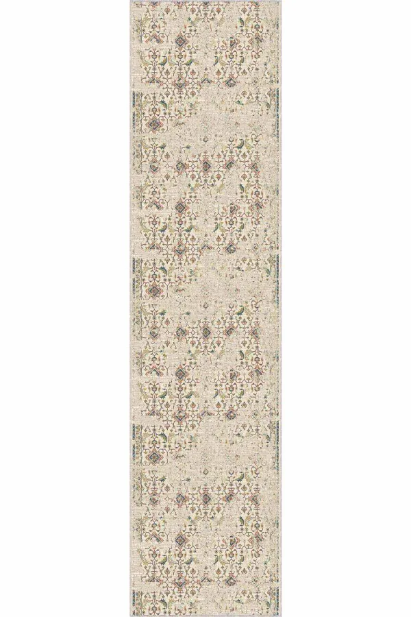 80 Cm Yolluk Halı Krem Kaymaz Klasik Motifli Kesme Rulo Özel Ölçü Yolluk AR652