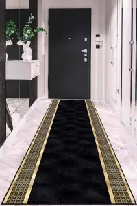 Siyah Gold Kaymaz Çerçeveli Özel Ölçü Rulo Yolluk AR729 Siyah Gold Kaymaz Çerçeveli Özel Ölçü Rulo Yolluk AR729