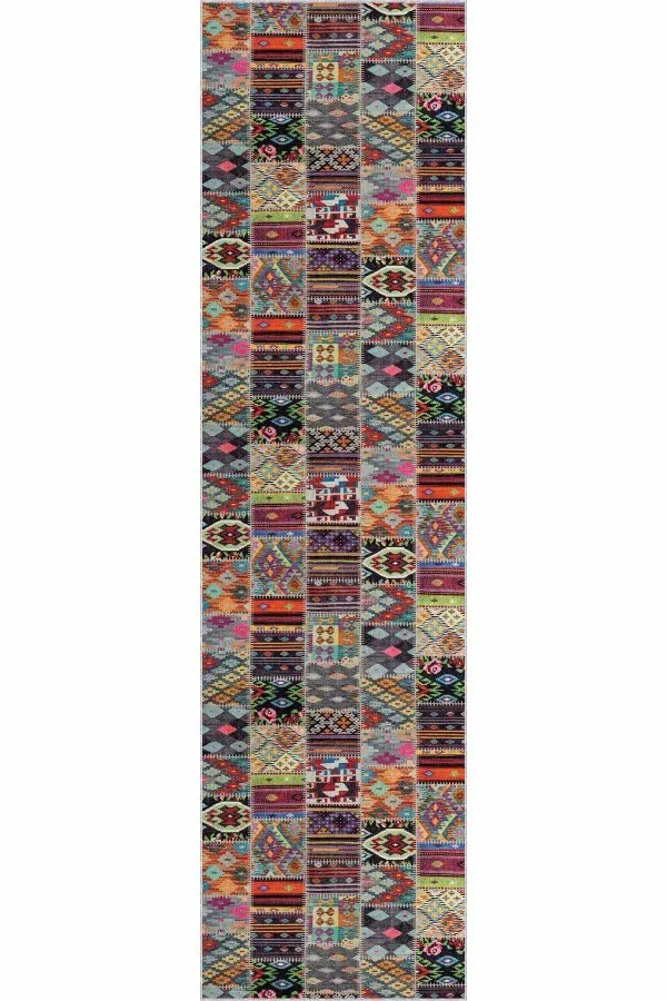 Renkli Kaymaz Patchwork Kesme Rulo Özel Ölçülü Yolluk AR980