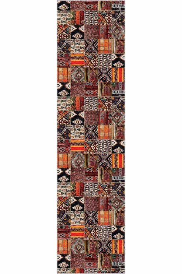 Renkli Kaymaz Patchwork Kesme Rulo Özel Ölçülü Yolluk AR981