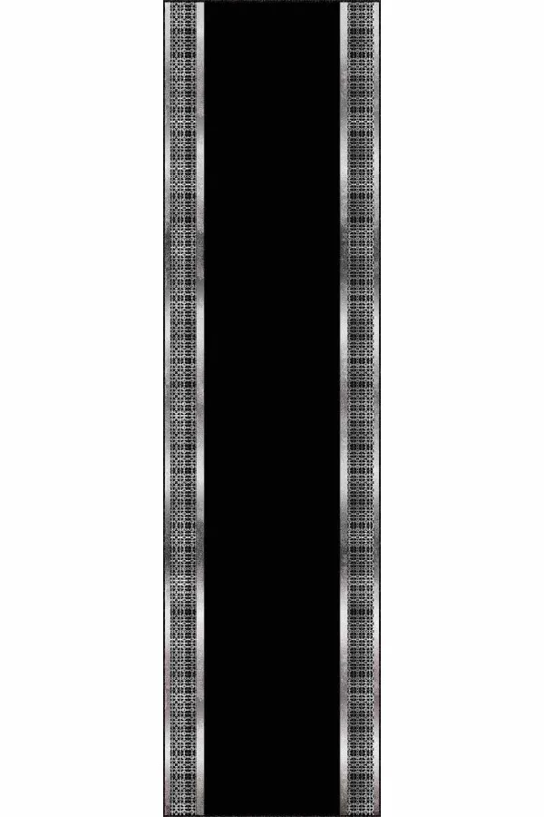 6 Metre Yolluk Halı Siyah Silver Kaymaz Çerçeveli Özel Ölçü Rulo Yolluk AR994