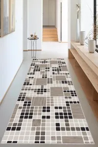Bej Kaymaz Makinede Yıkanabilir Kareli Kesme Yolluk VH003 Bej Kaymaz Makinede Yıkanabilir Kareli Kesme Yolluk VH003