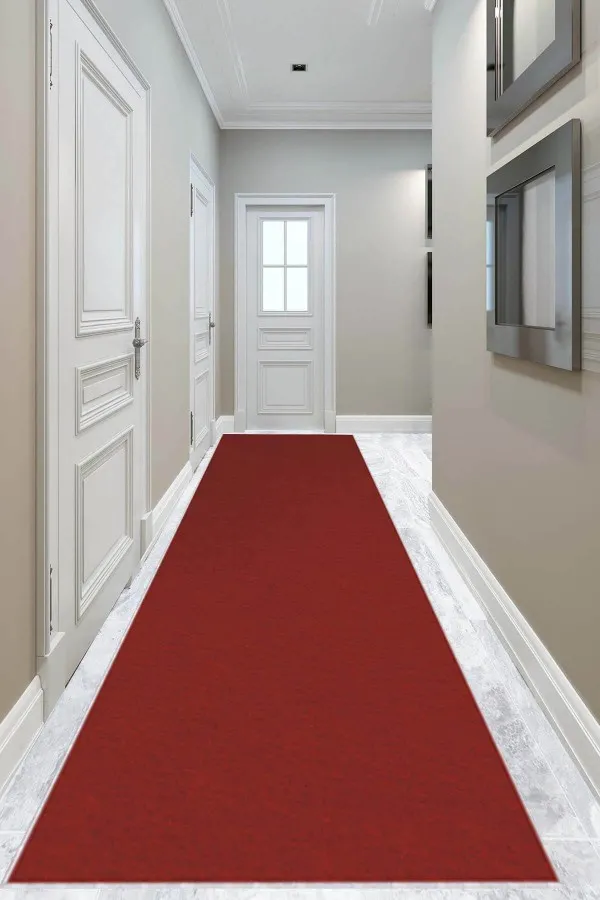 Protokol Halısı Bordo Bordo Düz Sade Protokol Halısı Yolluk Özel Ölçülü VH061