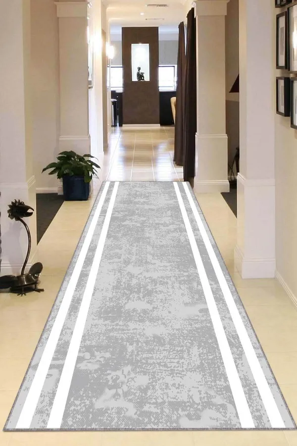 Gri Yolluk 80X300 Gri Kaymaz Çerçeveli Kesme Rulo Özel Ölçülü Yolluk VH008