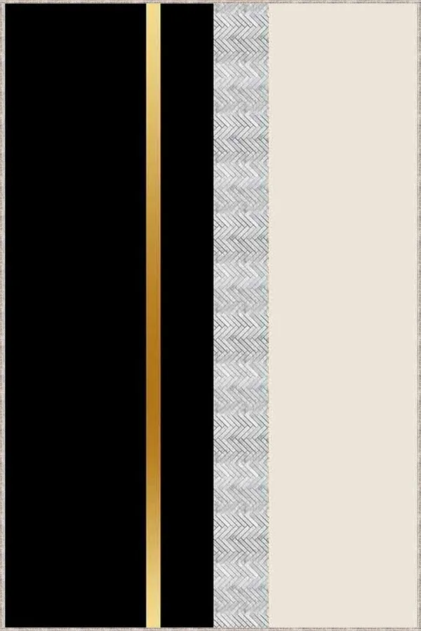 Siyah Kaydırmaz Yolluk Siyah Gold Kaymaz Taban Modern Kesme Rulo Yolluk Halı VH012