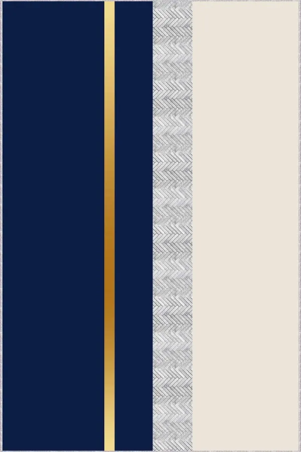 Kesme Yolluk Lacivert Lacivert Gold Kaymaz Modern Kesme Rulo Yolluk Halı VH013