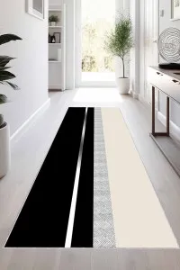Siyah Silver Kaymaz Modern Kesme Rulo Yolluk Halı VH015 Siyah Silver Kaymaz Modern Kesme Rulo Yolluk Halı VH015