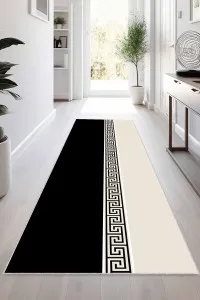 Siyah Kaymaz Tabanlı Modern Kesme Rulo Yolluk Halı VH017 Siyah Kaymaz Tabanlı Modern Kesme Rulo Yolluk Halı VH017